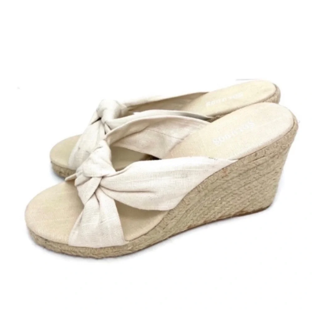 Soludos Knotted Wedge Espadrilles Mule Sandal in National White Size 11